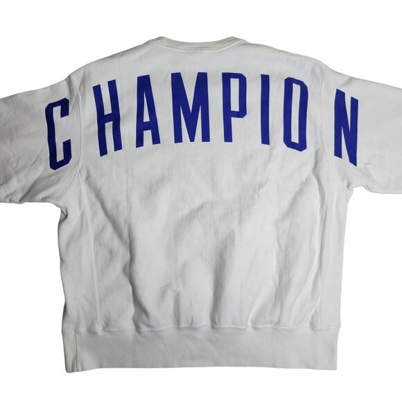 Champion Reverse Weave White Crewneck Sweatshirt X-Large Back Spellout - Picture 1 of 7